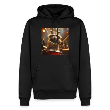 Raton laveur - Sweat à capuche Premium bio Homme - noir - Devant - Nico (187cm)