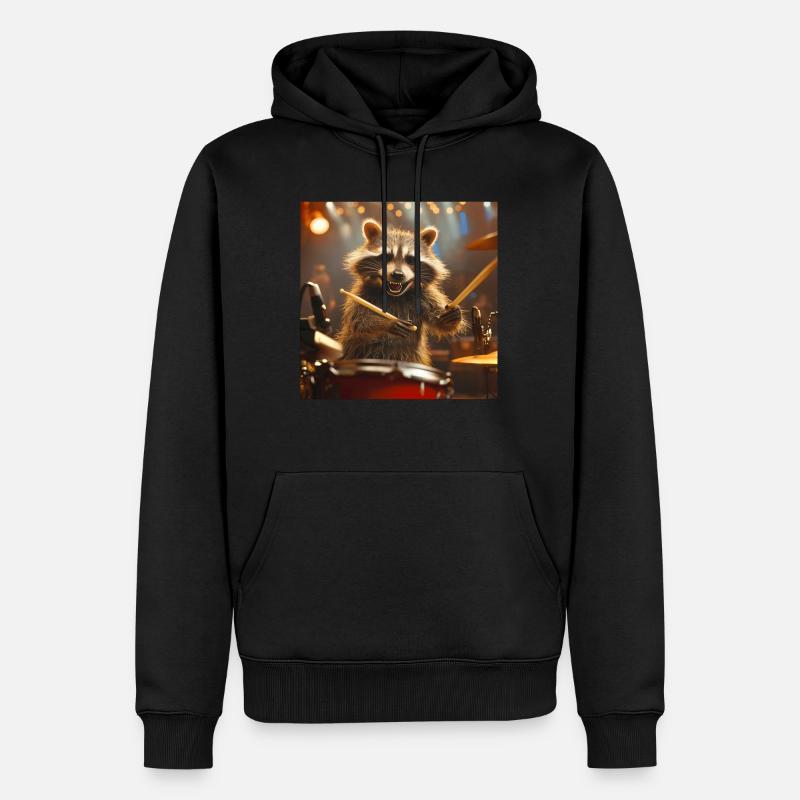 Waschbär - Männer Premium Bio Hoodie - Schwarz