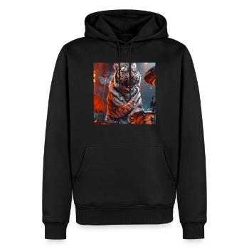 Tigre - Sweat à capuche Premium bio Homme - noir - Devant - Nico (187cm)