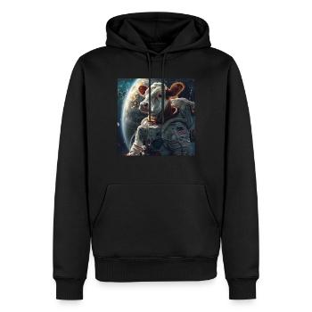 Kuh - Männer Premium Bio Hoodie - Schwarz - Vorne - Nico (187cm)