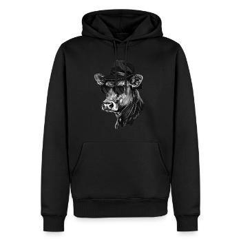 Kuh - Männer Premium Bio Hoodie - Schwarz - Vorne - Nico (187cm)