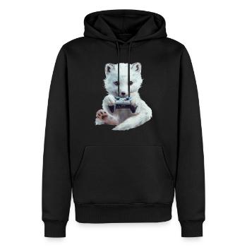 Renard polaire - Sweat à capuche Premium bio Homme - noir - Devant - Nico (187cm)