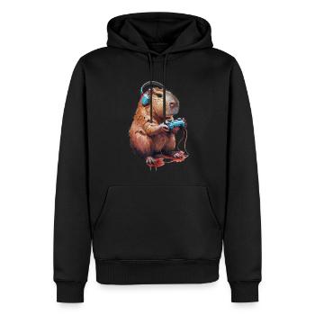 Wasserschwein - Männer Premium Bio Hoodie - Schwarz - Vorne - Nico (187cm)