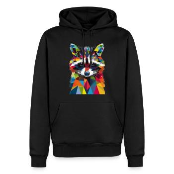 Raton laveur - Sweat à capuche Premium bio Homme - noir - Devant - Nico (187cm)