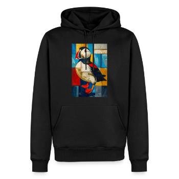 Macareux - Sweat à capuche Premium bio Homme - noir - Devant - Nico (187cm)