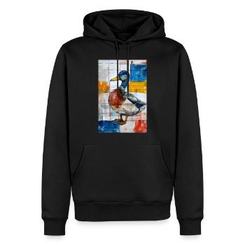 Ente - Männer Premium Bio Hoodie - Schwarz - Vorne - Nico (187cm)