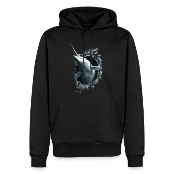 Narwal - Männer Premium Bio Hoodie - Schwarz - Vorne - Nico (187cm)