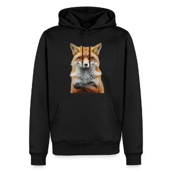 Fuchs - Männer Premium Bio Hoodie - Schwarz - Vorne - Nico (187cm)