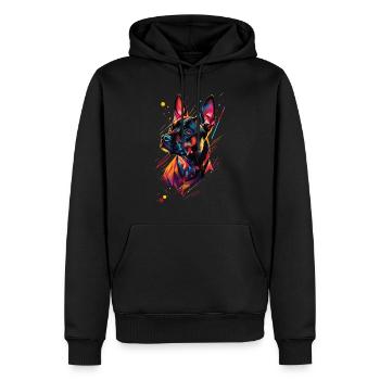 Chien - Sweat à capuche Premium bio Homme - noir - Devant - Nico (187cm)