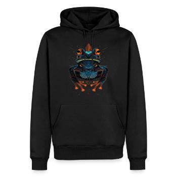 Grenouille - Sweat à capuche Premium bio Homme - noir - Devant - Nico (187cm)