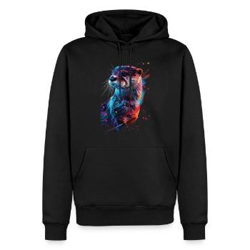 Otter - Männer Premium Bio Hoodie - Schwarz - Vorne - Nico (187cm)