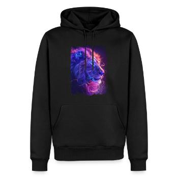 Lion - Sweat à capuche Premium bio Homme - noir - Devant - Nico (187cm)
