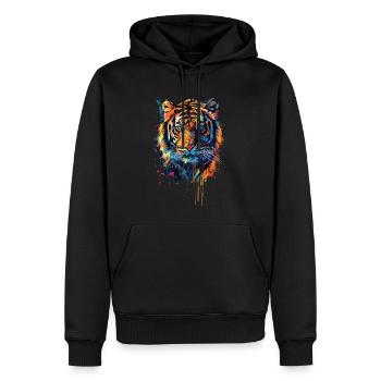 Tigre - Sweat à capuche Premium bio Homme - noir - Devant - Nico (187cm)