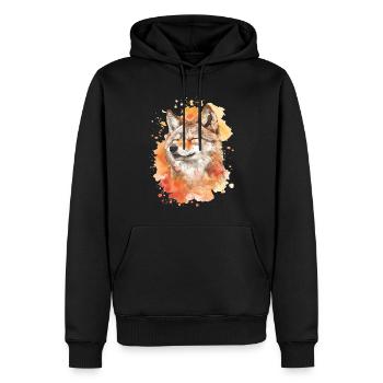 Loup - Sweat à capuche Premium bio Homme - noir - Devant - Nico (187cm)
