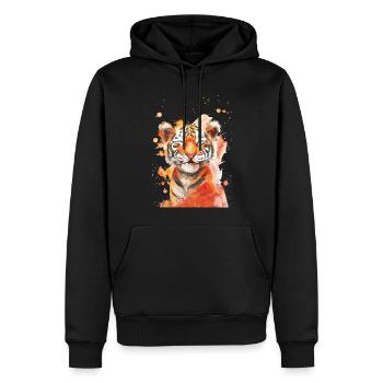 Tigre - Sweat à capuche Premium bio Homme - noir - Devant - Nico (187cm)