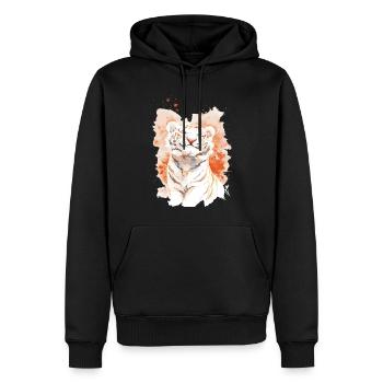 Weißer Tiger - Männer Premium Bio Hoodie - Schwarz - Vorne - Nico (187cm)