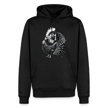 Huhn - Männer Premium Bio Hoodie - Schwarz - Vorne - Nico (187cm)
