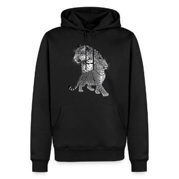 Léopard - Sweat à capuche Premium bio Homme - noir - Devant - Nico (187cm)