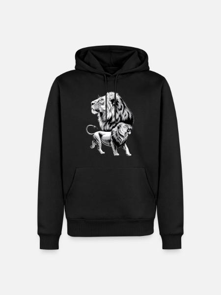 Löwe - Männer Premium Bio Hoodie - Schwarz
