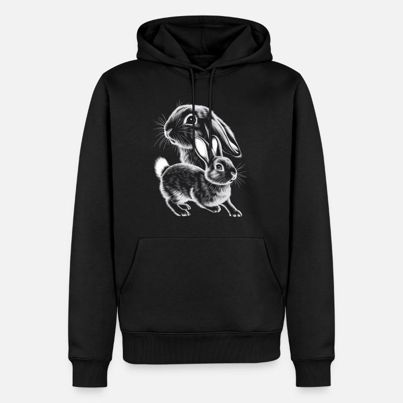 Lapin - Sweat à capuche Premium bio Homme - noir