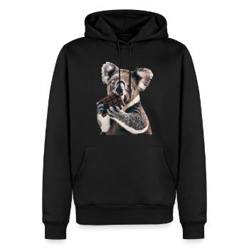 Koala - Männer Premium Bio Hoodie - Schwarz - Vorne - Nico (187cm)