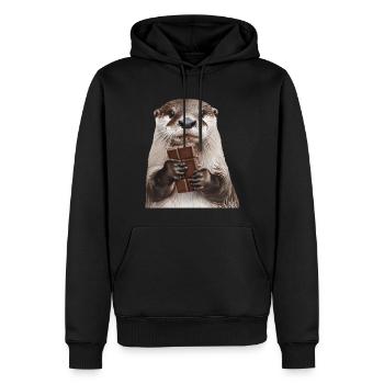 Otter - Männer Premium Bio Hoodie - Schwarz - Vorne - Nico (187cm)