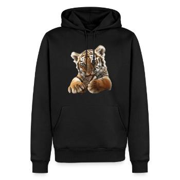 Tigre - Sweat à capuche Premium bio Homme - noir - Devant - Nico (187cm)