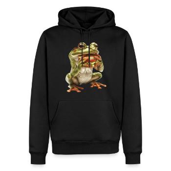 Grenouille - Sweat à capuche Premium bio Homme - noir - Devant - Nico (187cm)