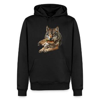Wolf - Men’s Premium Organic Hoodie - black - Front - Nico (187cm)