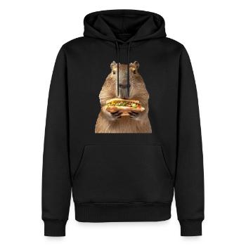Wasserschwein - Männer Premium Bio Hoodie - Schwarz - Vorne - Nico (187cm)