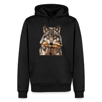 Loup - Sweat à capuche Premium bio Homme - noir - Devant - Nico (187cm)