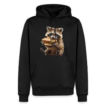 Raton laveur - Sweat à capuche Premium bio Homme - noir - Devant - Nico (187cm)