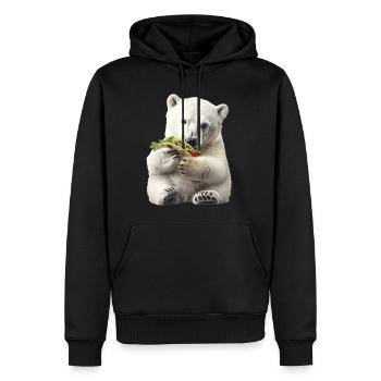 Ours blanc - Sweat à capuche Premium bio Homme - noir - Devant - Nico (187cm)