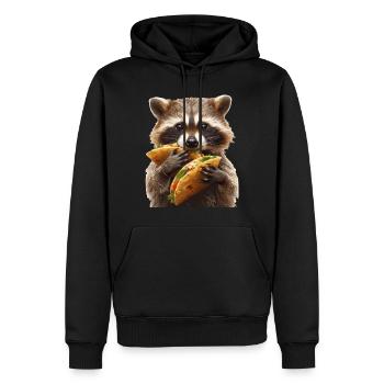 Raton laveur - Sweat à capuche Premium bio Homme - noir - Devant - Nico (187cm)