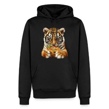 Tigre - Sweat à capuche Premium bio Homme - noir - Devant - Nico (187cm)