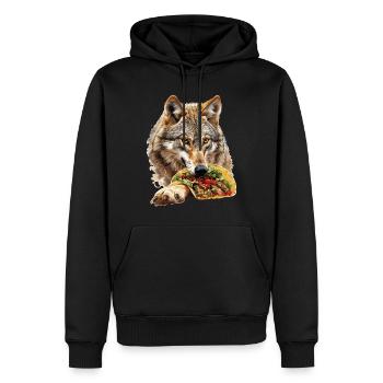 Loup - Sweat à capuche Premium bio Homme - noir - Devant - Nico (187cm)