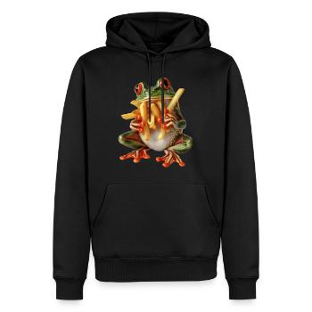 Grenouille - Sweat à capuche Premium bio Homme - noir - Devant - Nico (187cm)