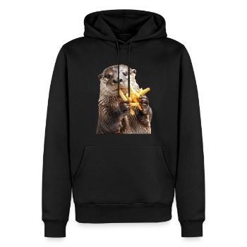 Otter - Männer Premium Bio Hoodie - Schwarz - Vorne - Nico (187cm)