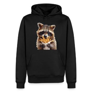 Raton laveur - Sweat à capuche Premium bio Homme - noir - Devant - Nico (187cm)