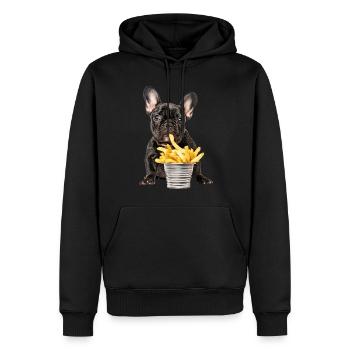 Bouledogue français - Sweat à capuche Premium bio Homme - noir - Devant - Nico (187cm)