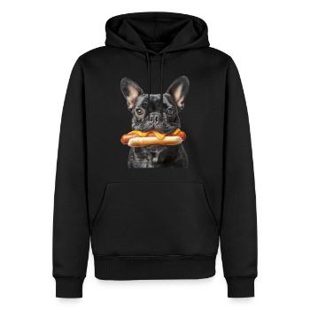 Bouledogue français - Sweat à capuche Premium bio Homme - noir - Devant - Nico (187cm)