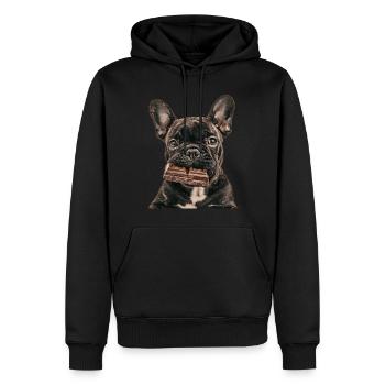 Bouledogue français - Sweat à capuche Premium bio Homme - noir - Devant - Nico (187cm)