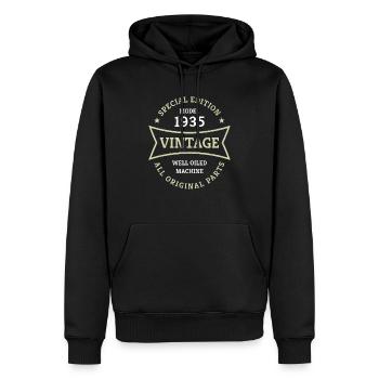 90. Geburtstag Jahrgang 1935 Vintage 90 Jahre - Männer Premium Bio Hoodie - Schwarz - Vorne - Nico (187cm)