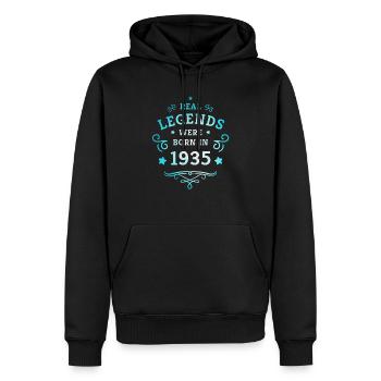 90. Geburtstag Legenden sind Jahrgang 1935 geboren - Männer Premium Bio Hoodie - Schwarz - Vorne - Nico (187cm)