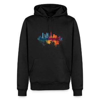 Heerenveen - Männer Premium Bio Hoodie - Schwarz - Vorne - Nico (187cm)