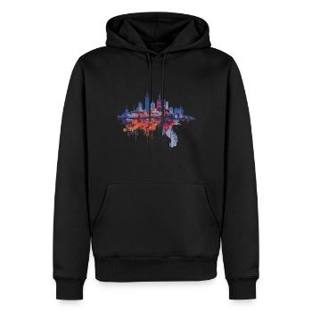 Warschau - Männer Premium Bio Hoodie - Schwarz - Vorne - Nico (187cm)