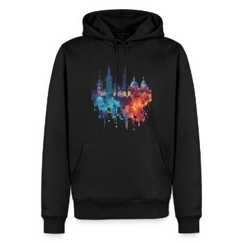 Zamość - Männer Premium Bio Hoodie - Schwarz - Vorne - Nico (187cm)