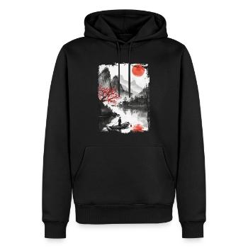 Japan - Men’s Premium Organic Hoodie - black - Front - Nico (187cm)