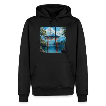 Japon - Sweat à capuche Premium bio Homme - noir - Devant - Nico (187cm)