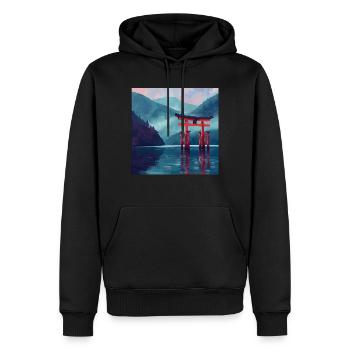 Japan - Männer Premium Bio Hoodie - Schwarz - Vorne - Nico (187cm)